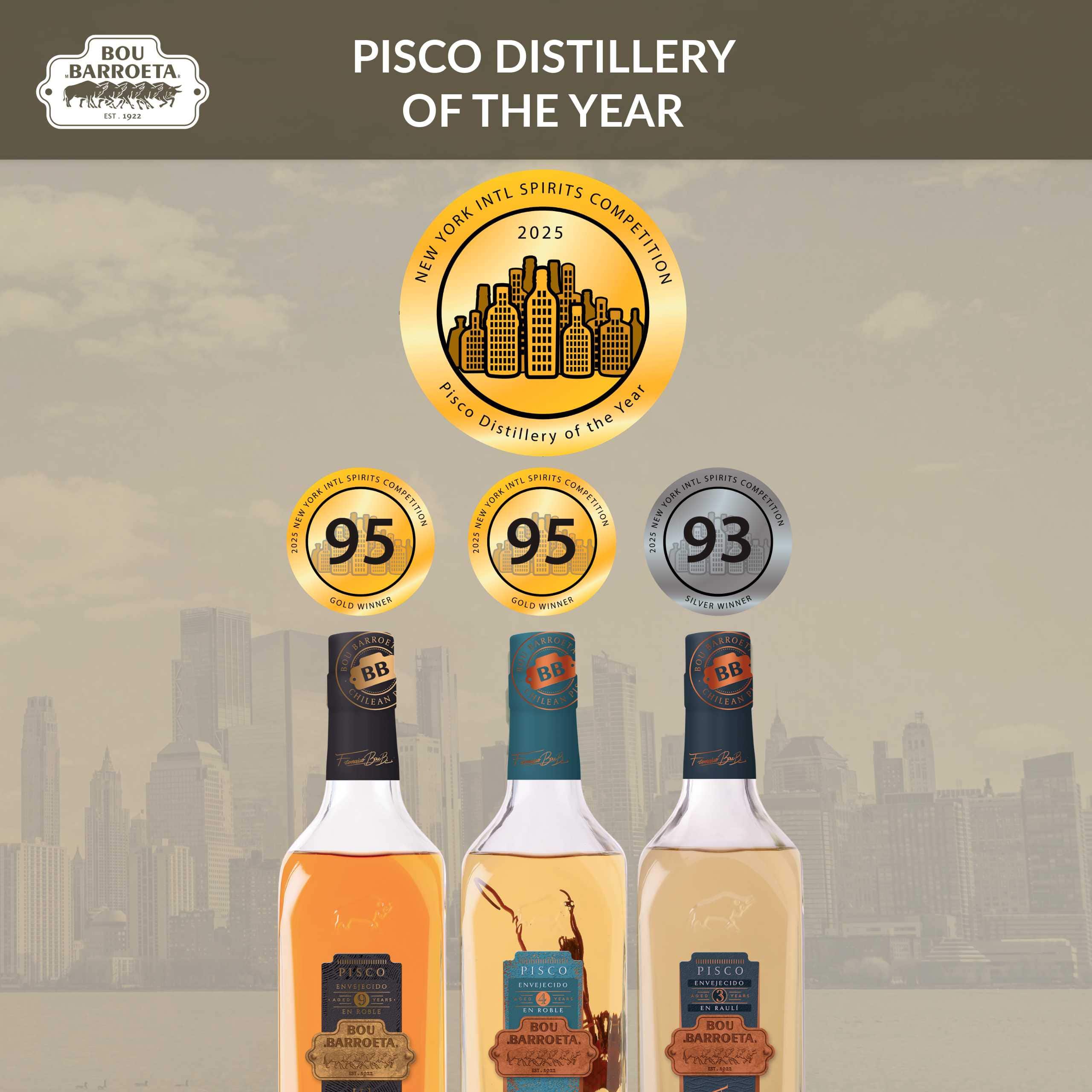 Pisquera obtiene “Productor de Pisco del Año – Chile» en el New York International Spirits Competition 2025
